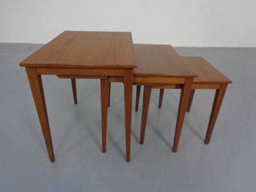 Danish Teak Nesting Tables by Kvalitet Form Funktion, 1960s, Set of 3