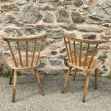 Pair of bistro chairs/Scandinavian beech bohemian - compass feet - vintage 1950 bentwood