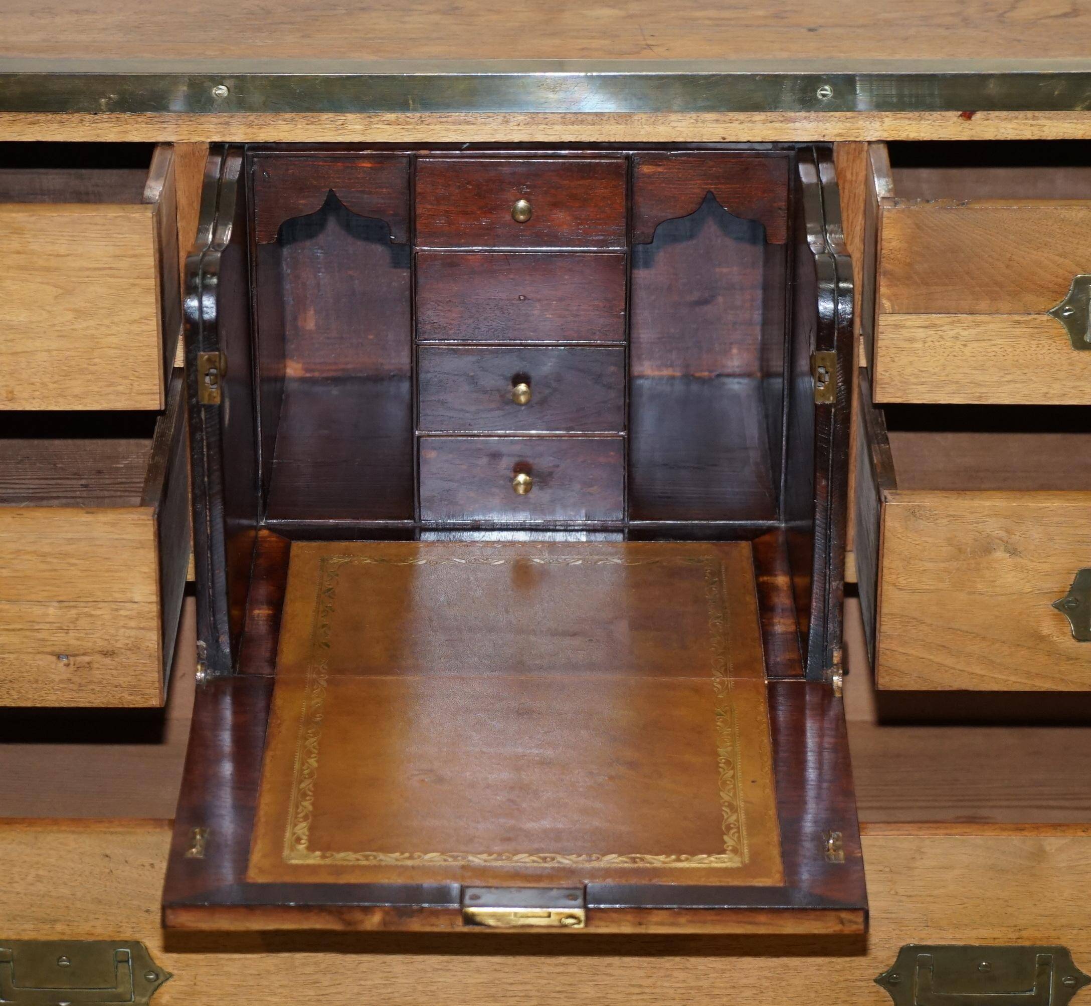 Military commode in solid oak and brass circa 1880