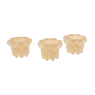 3 matte glass candle holders