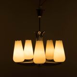 Rare Nickel-Plated Chandelier by Drukov, 1940s