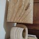 Brutalist lamp in carved stone by Albert Tormos.