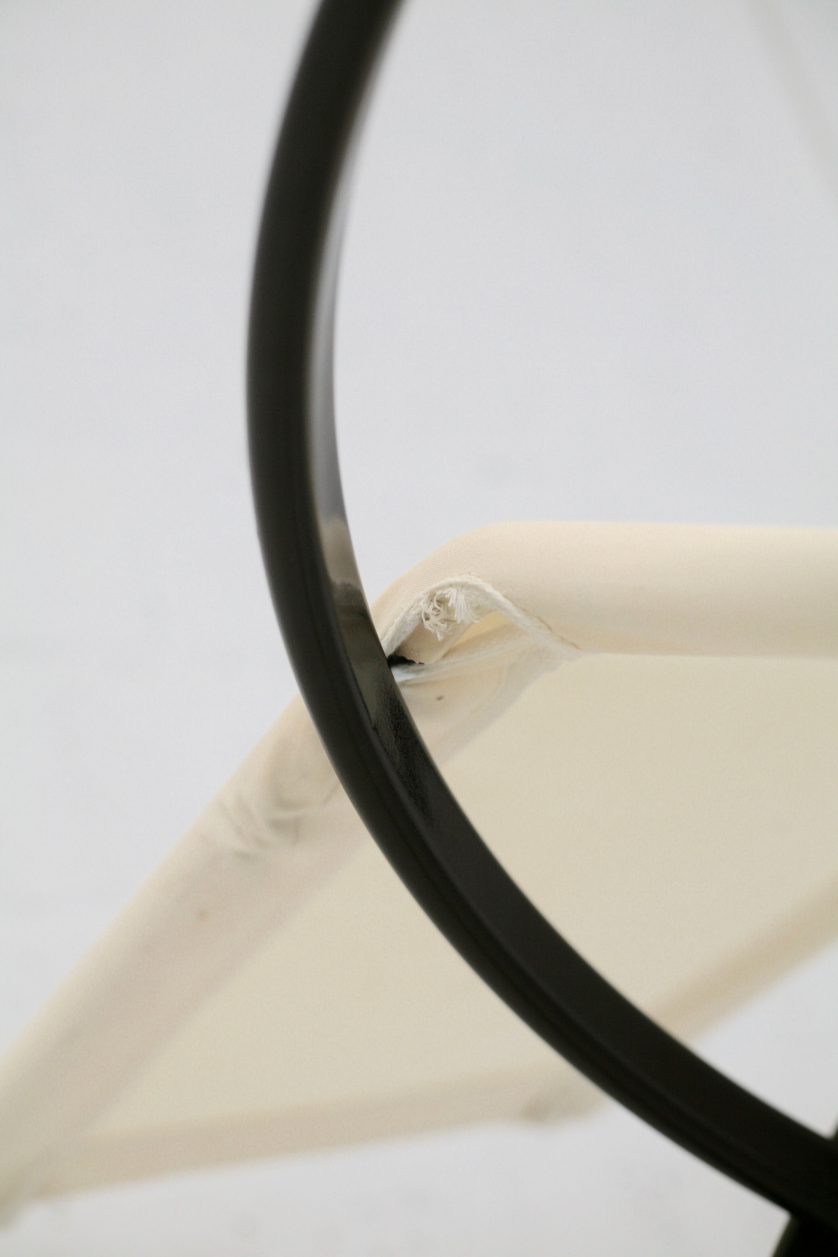 Roger Lecal rocking long chair, Jetstar model, brown lask and canvas, France, 1975