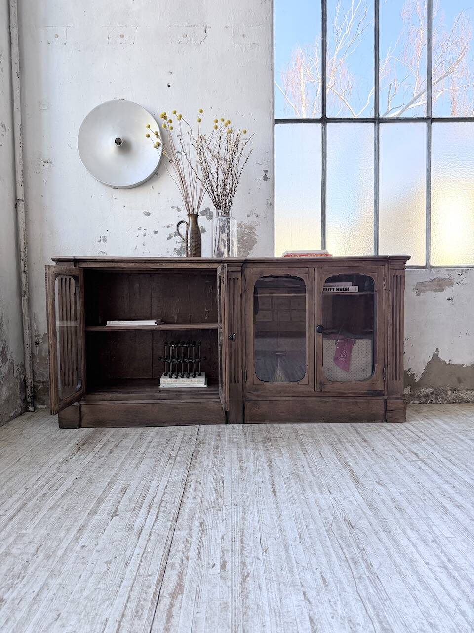 Enfilade display cabinet, solid oak, 1920.