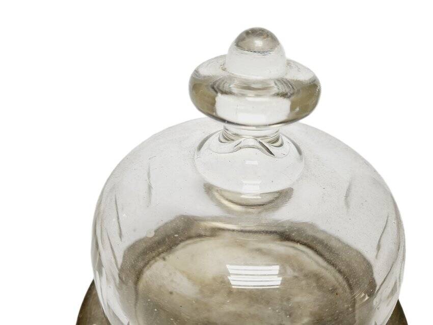 Art Nouveau bowl with crystal cake cover, Germany, 1920s, set of 2