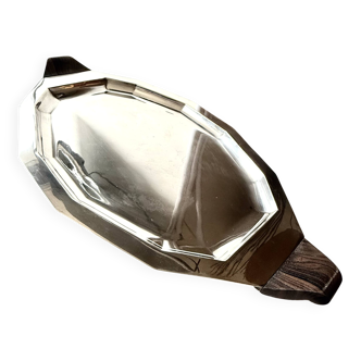 Metal service tray in silver-plated brass