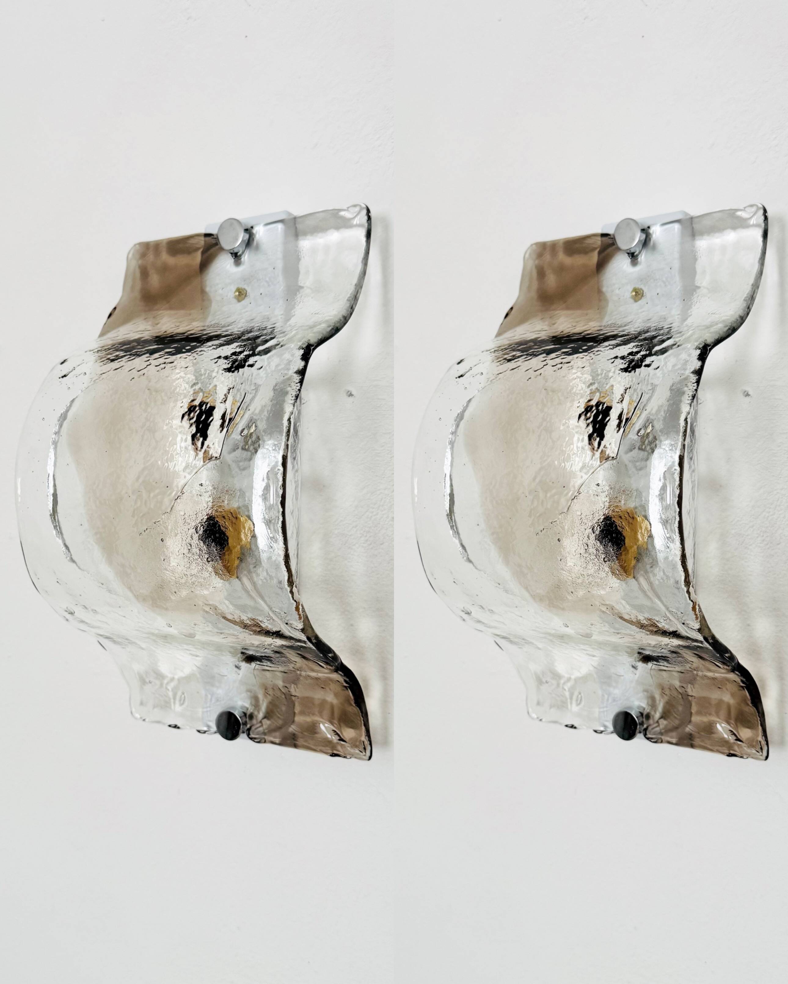 Set of 2 Murano Glass Wall or Ceiling Lamps by Carlo Nason for Mazzega