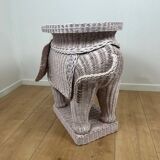 Vintage side table in rattan in the shape of an elephant, attributed to Vivai del Sud, Italy, 1960 - 1970.
