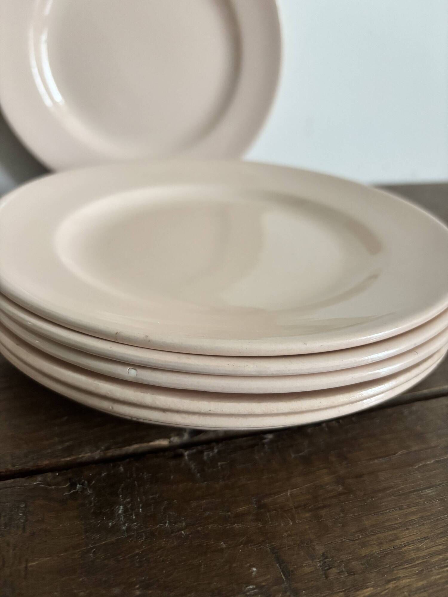 Set of 12 vintage plates Digoin Sarreguemines – Powder pink