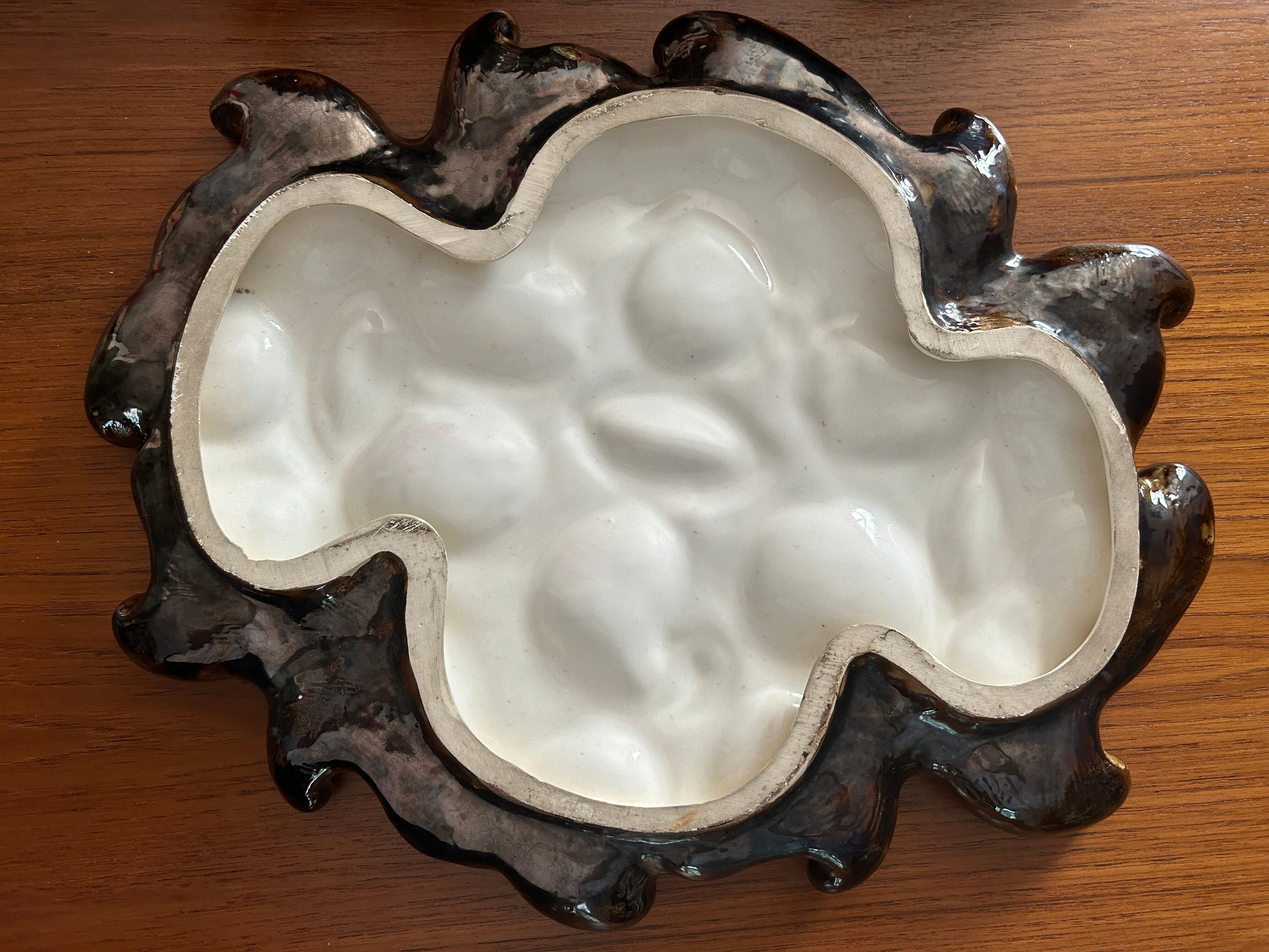 Vallauris majolica ceramic oyster set 1950