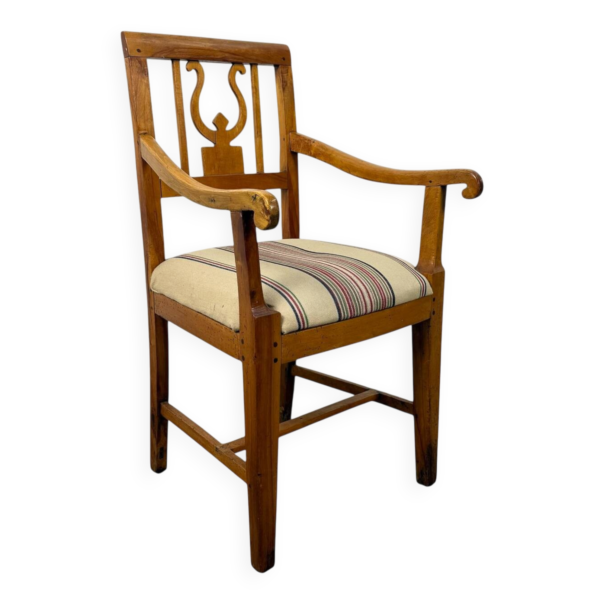 Dutch Empire Lyre Back Armchair in Cherrywood