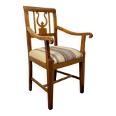 Fauteuil à dossier en lyre de l'Empire néerlandais en bois de cerisier