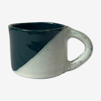 Handmade green two-tone ceramic cup