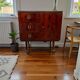 Vintage wooden wardrobe / small wardrobe on wheels