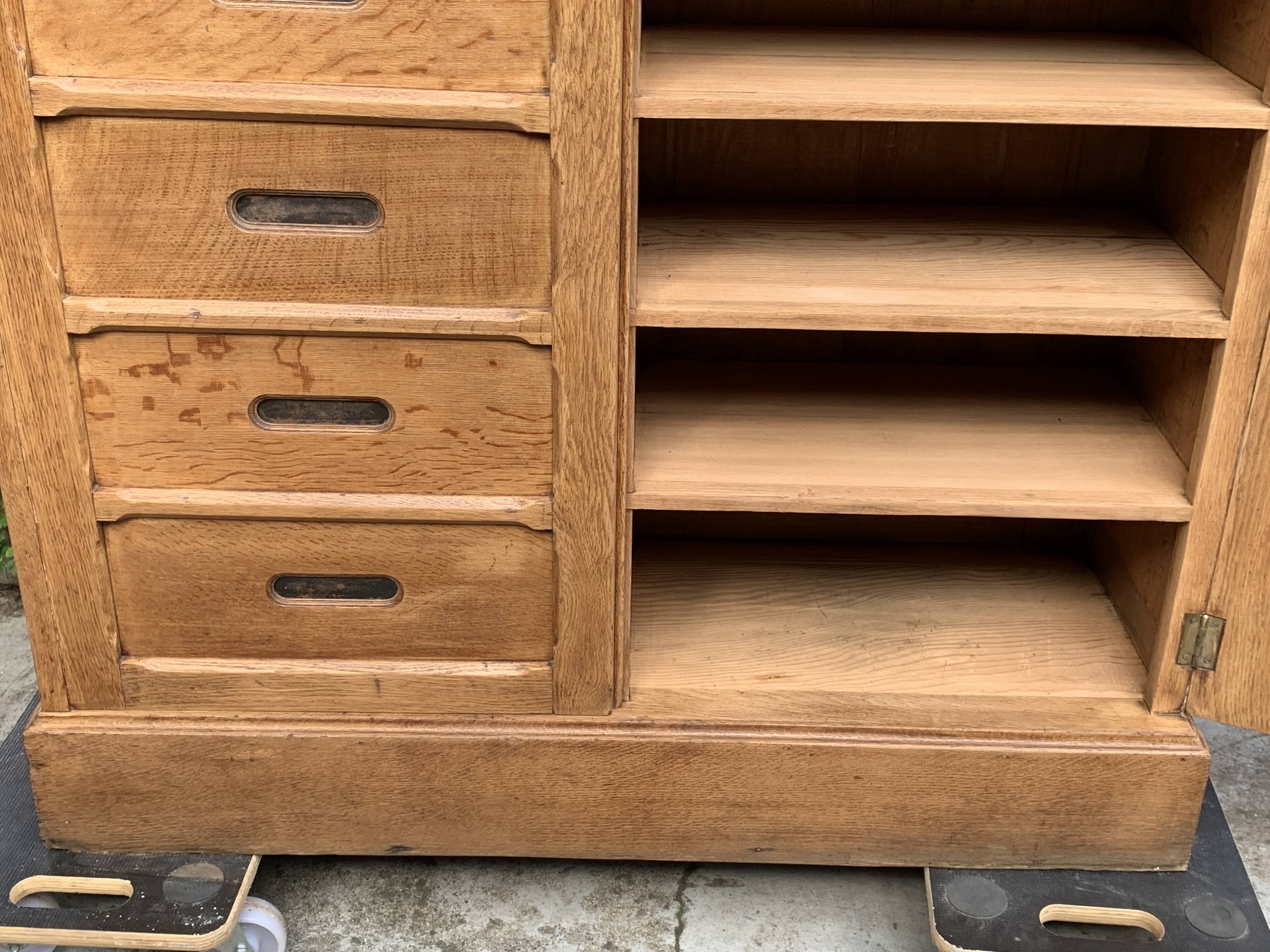 Solid raw oak notary cabinet, 1920