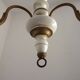Vintage French 3-Light Chandelier White Wood & Bronzed Effect Metal