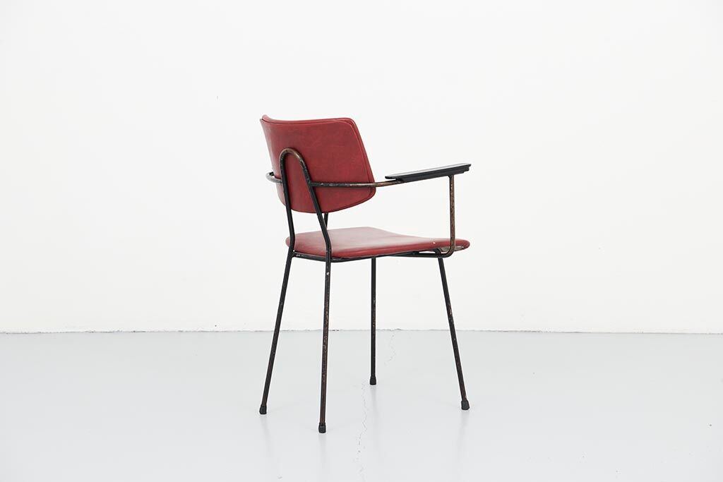 Kembo chair simili burgundy leather with armrests