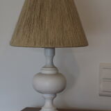 White wood lamp with rope shade