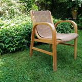 Rattan and wood armchair year 50