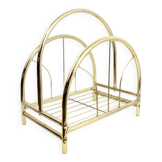 Vintage magazine rack in gold metal