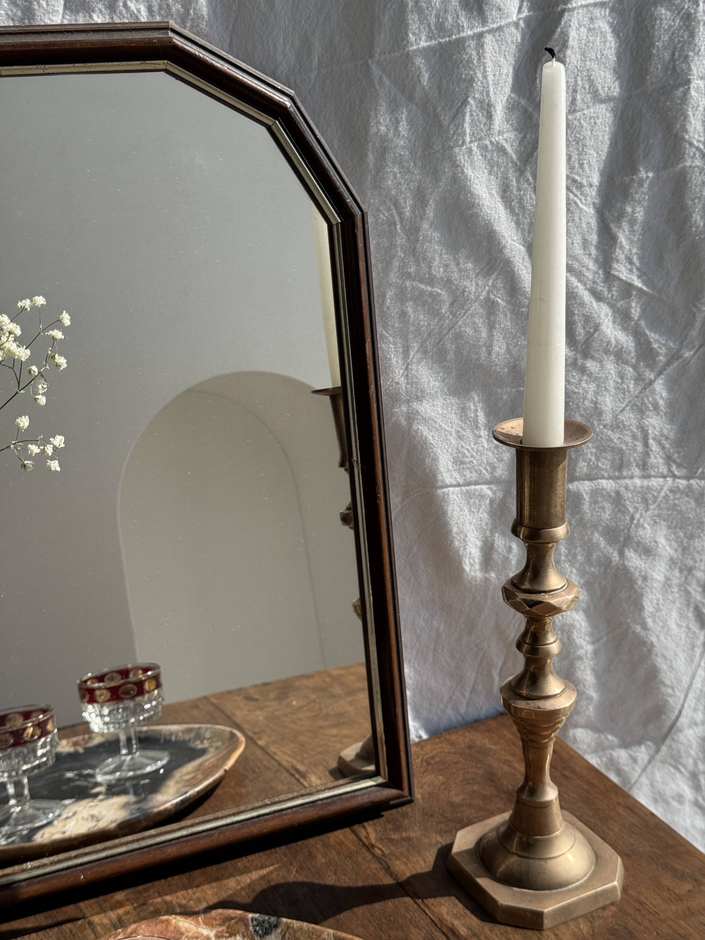 Small rounded mirror, wooden frame, gold frame H49.5