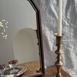 Petit miroir arrondi, cadre en bois, encadrement doré H49,5