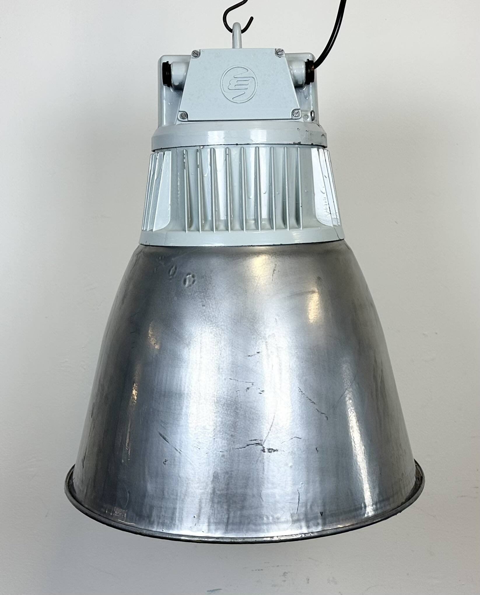 Vintage Silver Industrial Factory Pendant Lamp from Elektrosviti, 1960s