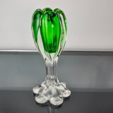 Sommerso green candle holder by Flavio Poli for Seguso, Murano glass, Italy, 1970