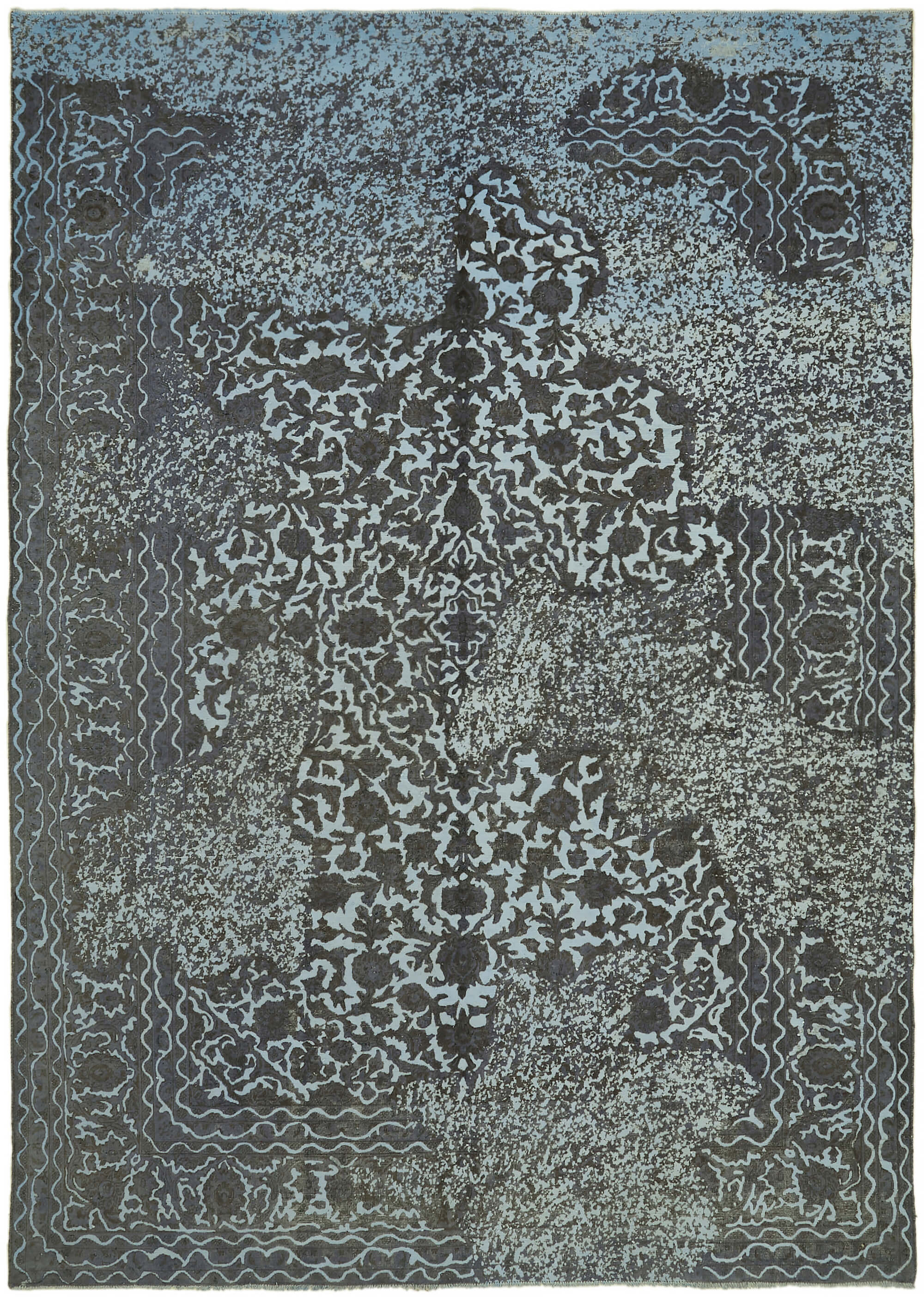 Hand-knotted persian vintage 1970s 292 cm x 396 cm grey wool carpet