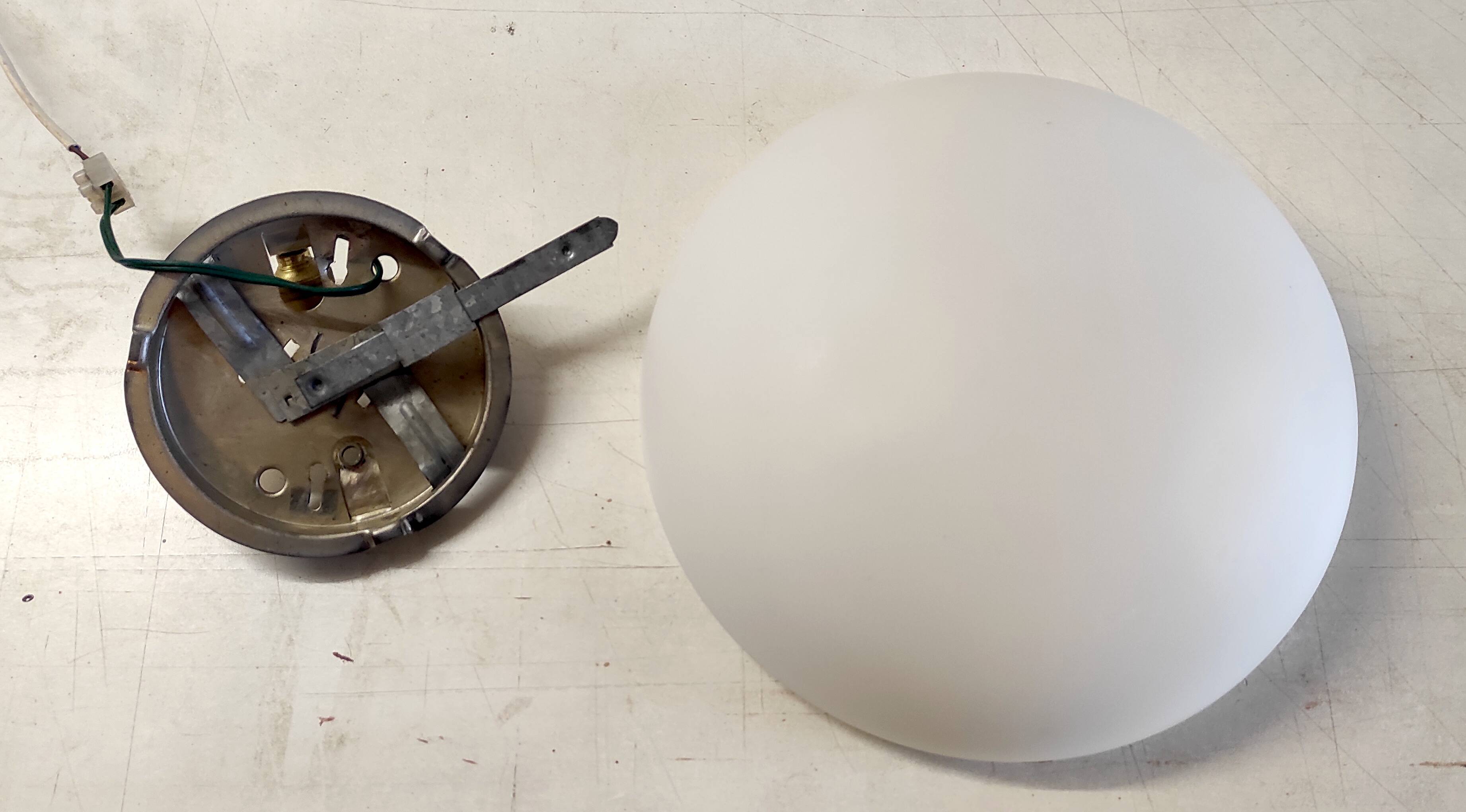 Opaline suede globe ceiling or wall light. 30 cm - mid-20th century