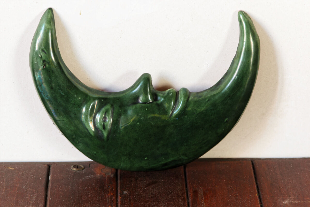 Glazed terracotta moon