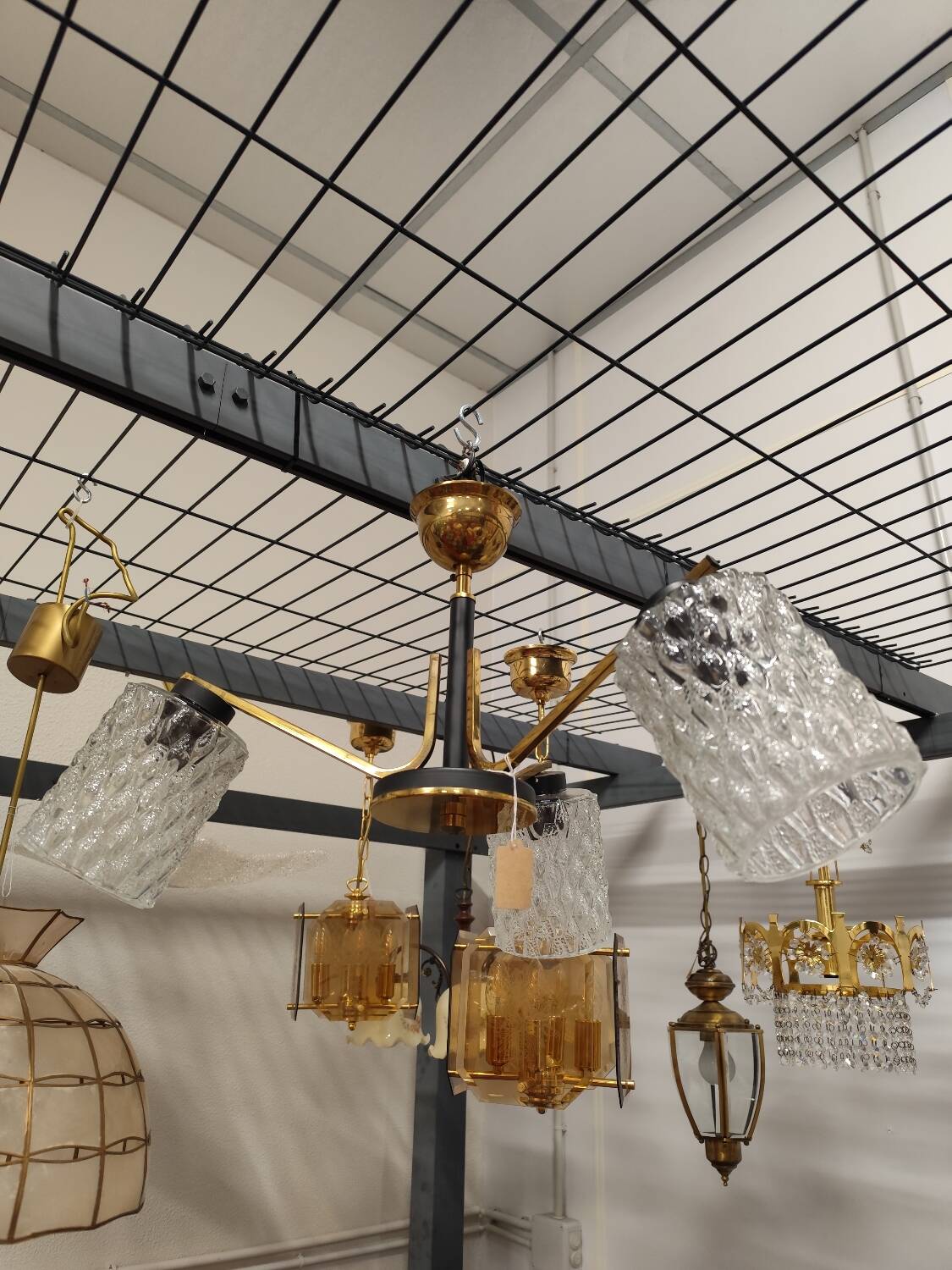 Vintage 70s chandelier with 3 clear glass globes