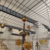 Vintage 70s chandelier with 3 clear glass globes