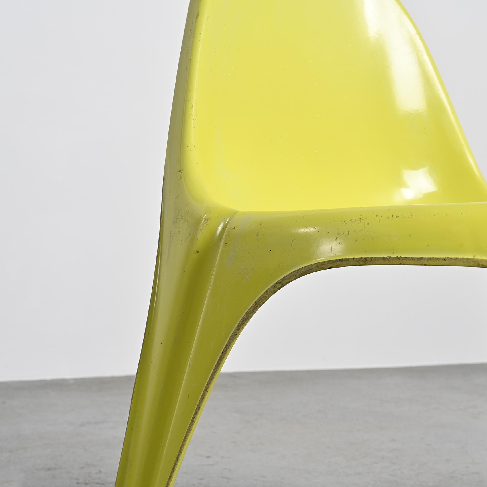 Pair of yellow fiberglass tripod chairs by Walter Frey, circa 1968