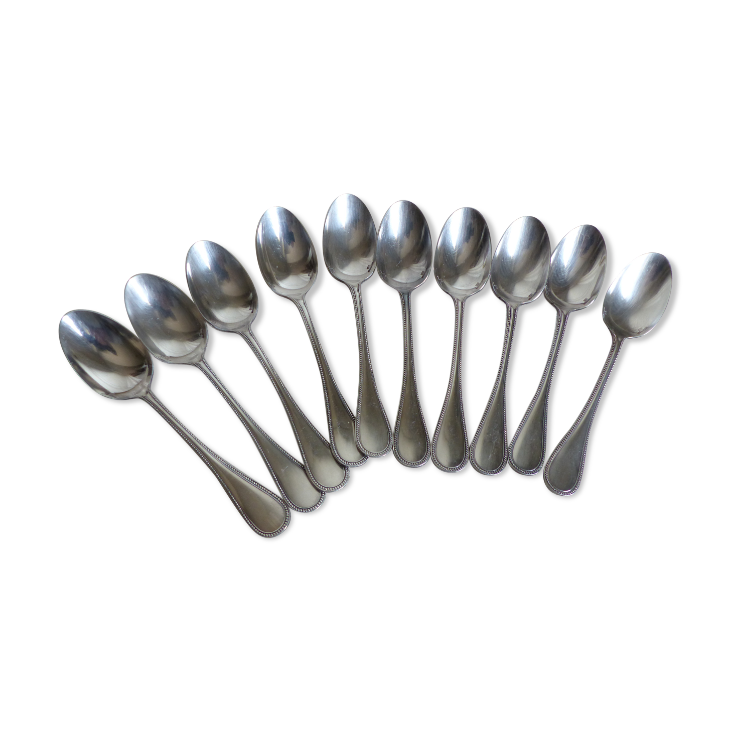 Ten teaspoons Christofle model pearls