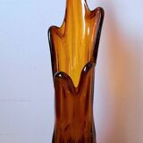 Amber glass vase 70s