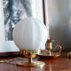Table lamp desk brass globe opaline glass old vintage