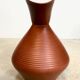 Studio pottery jug floor vase in terracotta and bamboo handle Germany 1950s