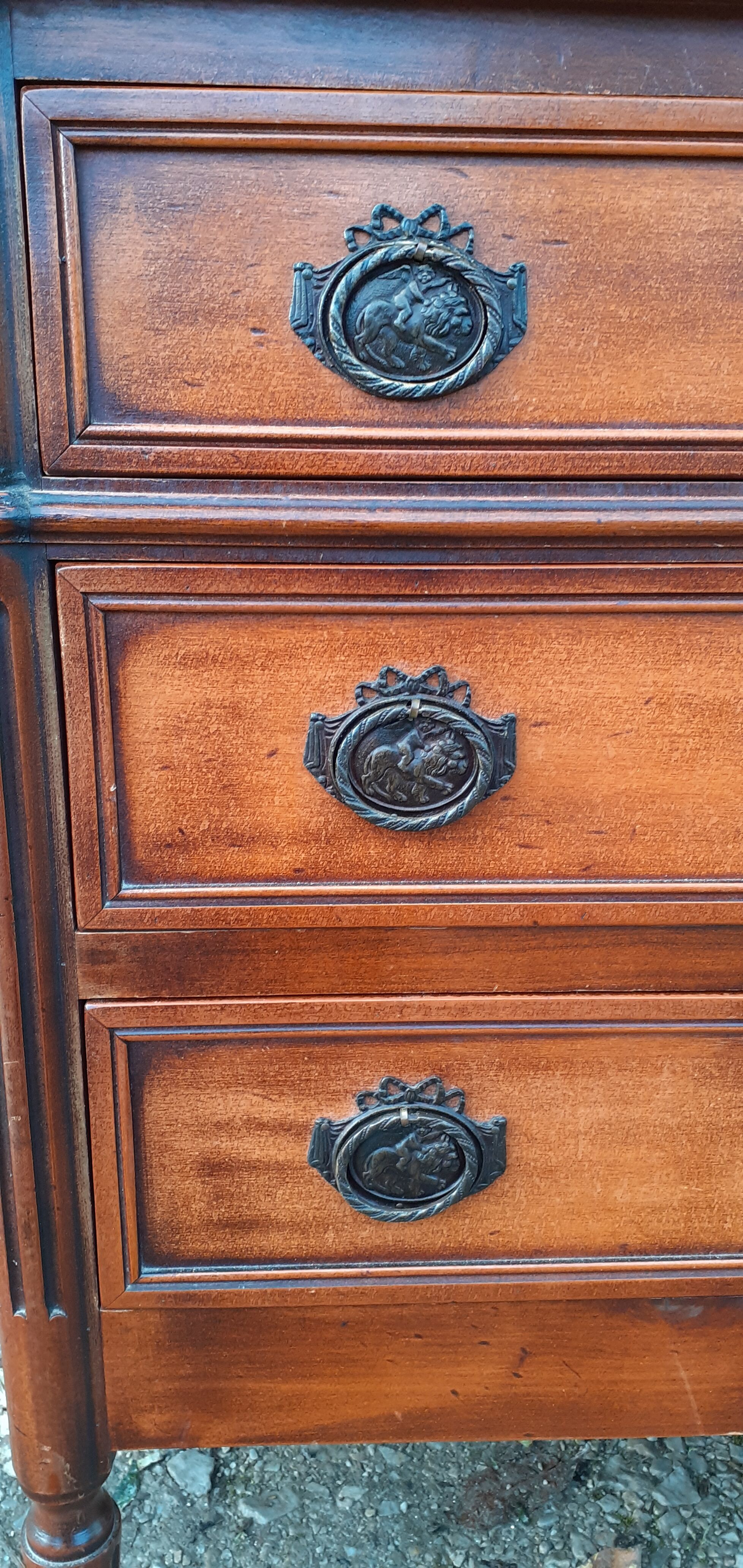 Chest of drawers 3 drawers louis XVl style wood and bronze