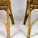 Rattan armchairs, table and stool, 1960