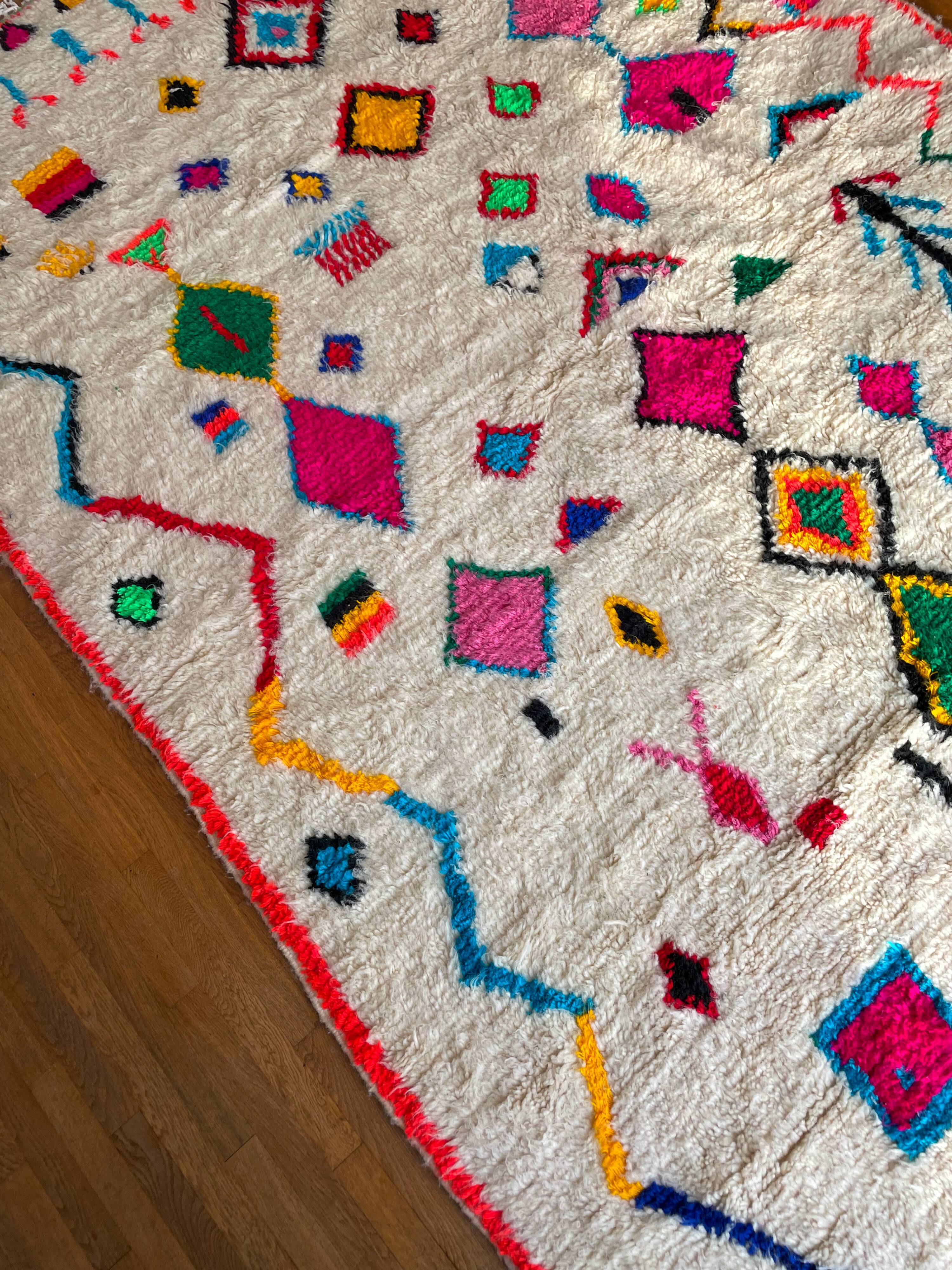 Moroccan Berber carpet azilal multicolored and fluorescent