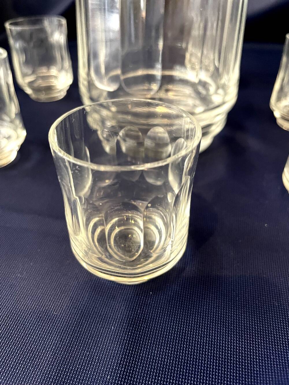 1930s-1940s liquor service in glass and silver metal