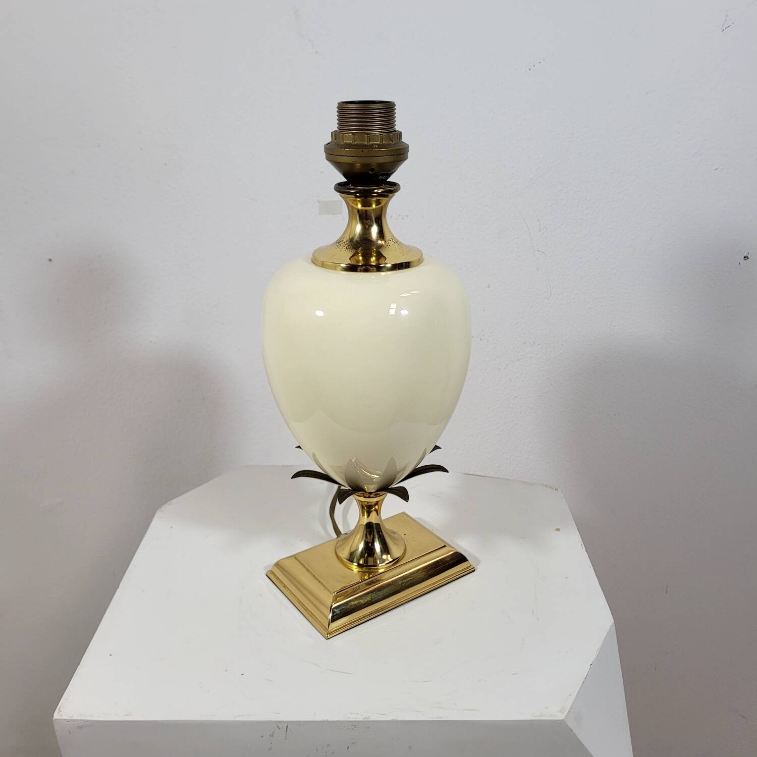 Vintage palm tree lamp base from Maison Lancel brass