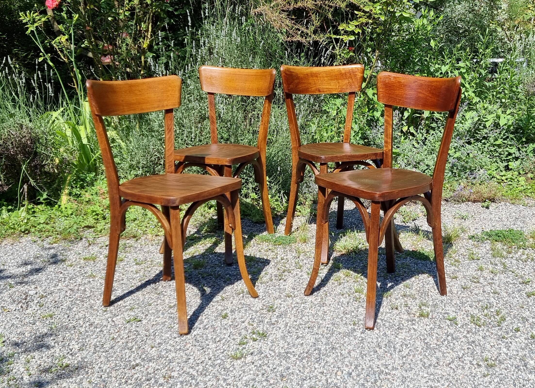 4 chaises bistrot comtoises années 60