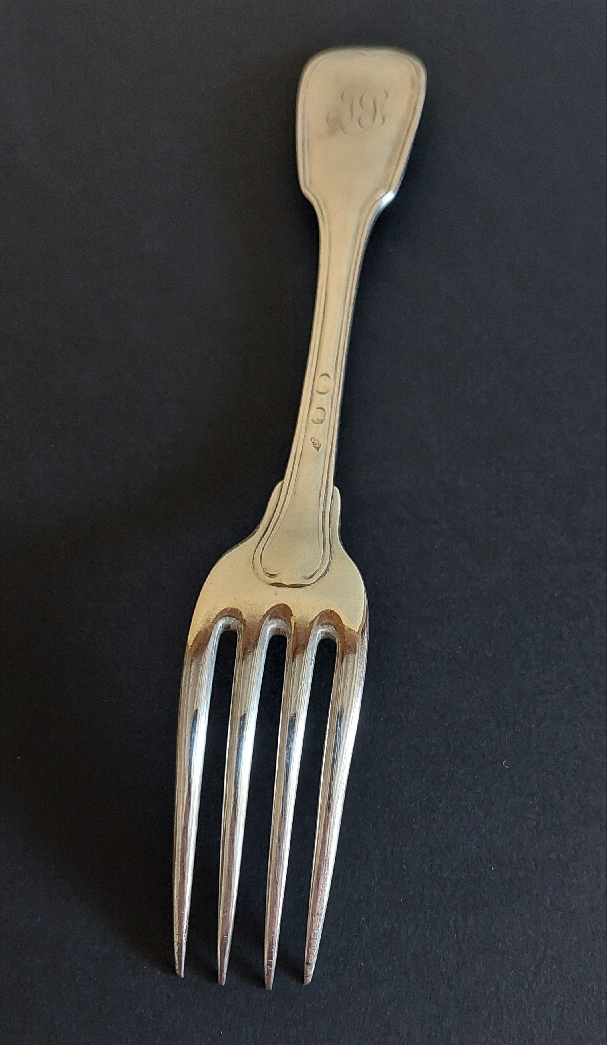 Solid silver fork hallmark Reymond Moureau before 1840