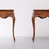 2 italian burl side tables louis xv style