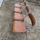 4 folding chairs chromed metal and Skaï fawn 1970