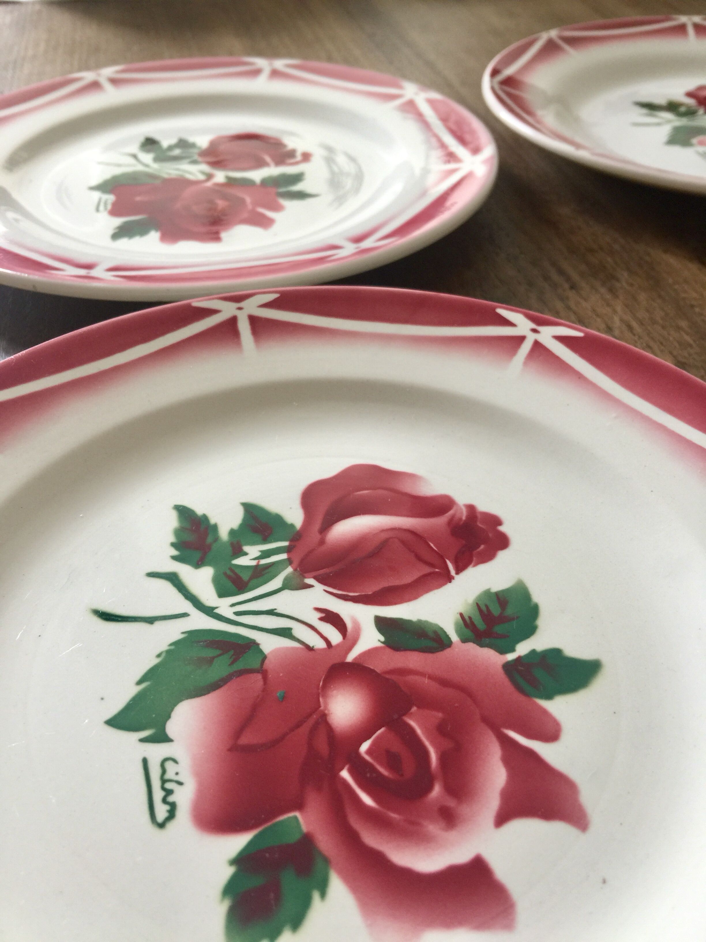 6 Digoin Sarreguemines Cibon dessert plates