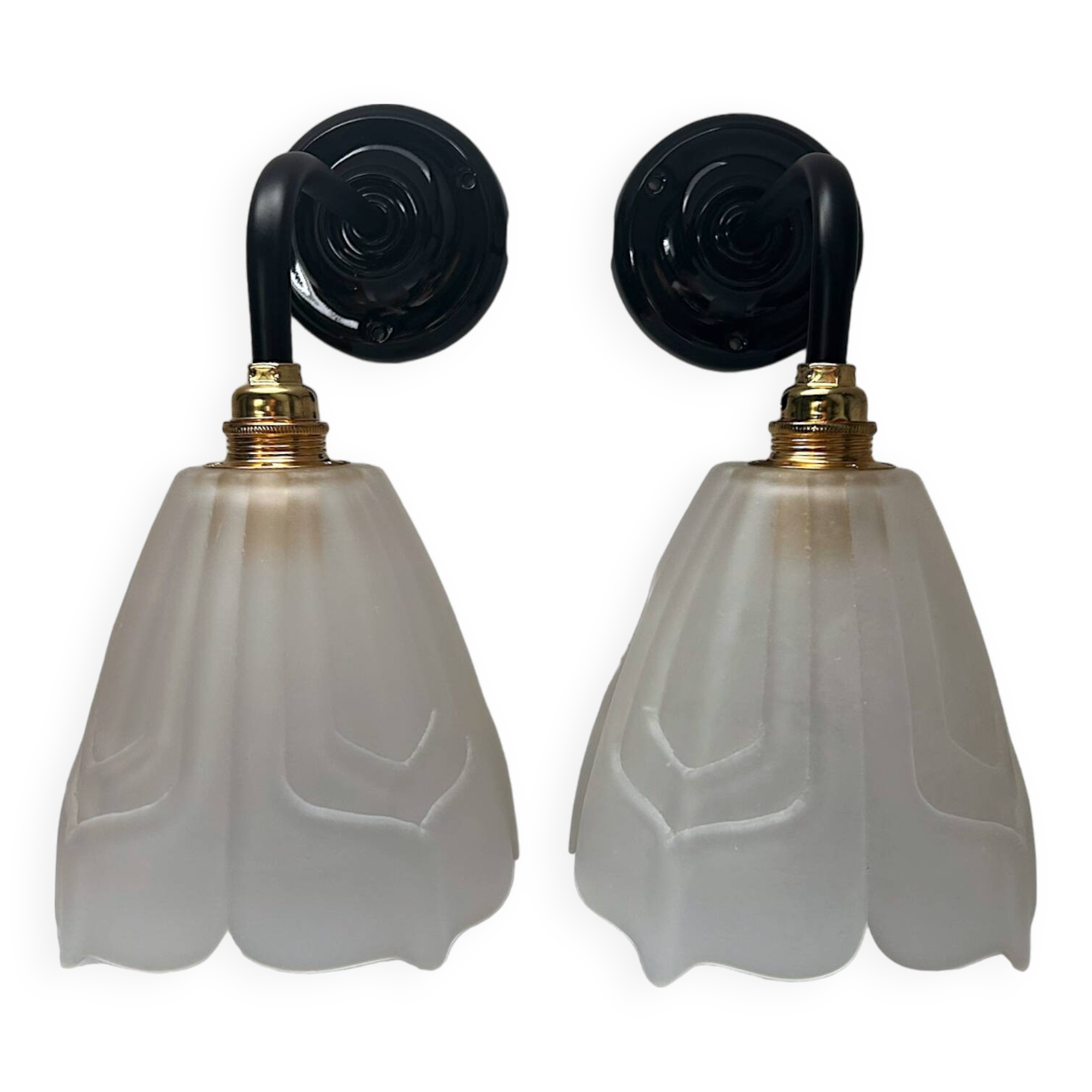 Set of two Art Deco glass wall lights
