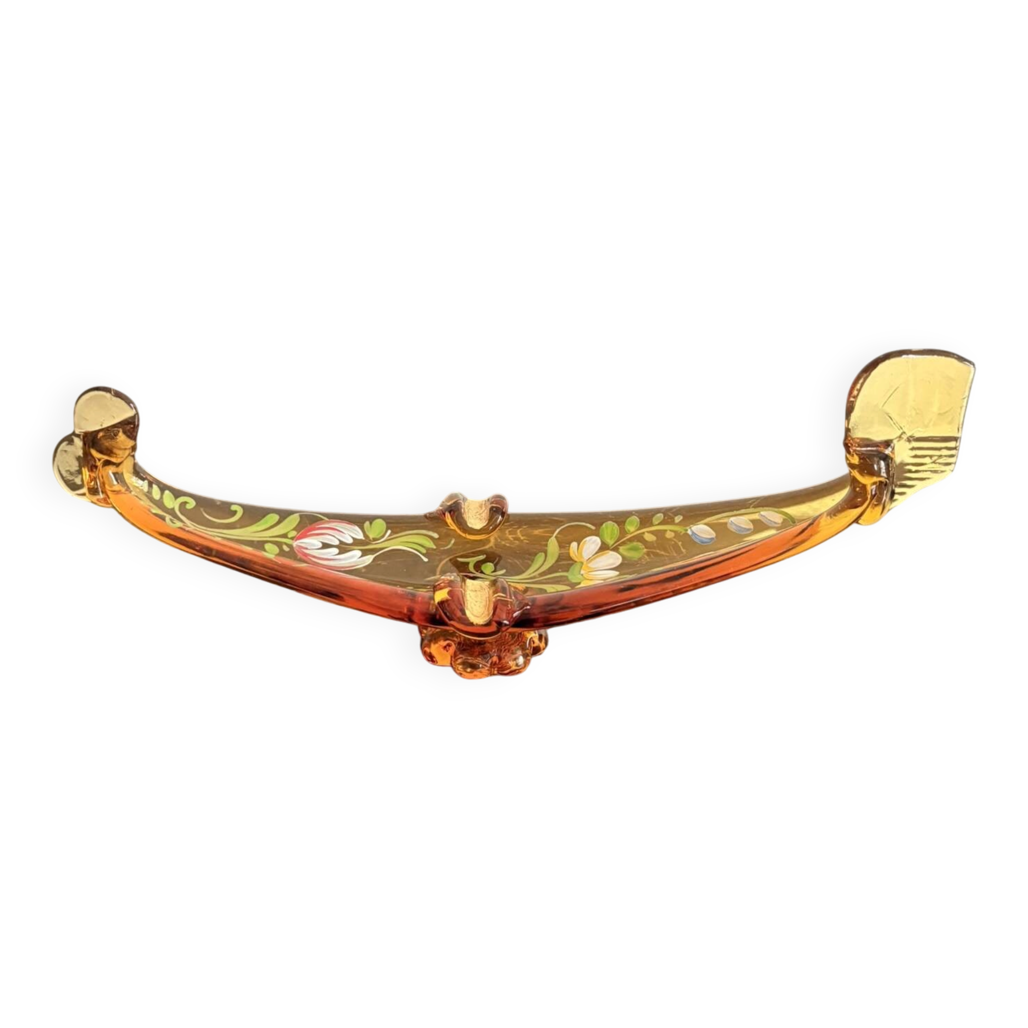Vintage Murano Glass Gondola Ashtray Pocket Bowl Amber Centre Table Glassware